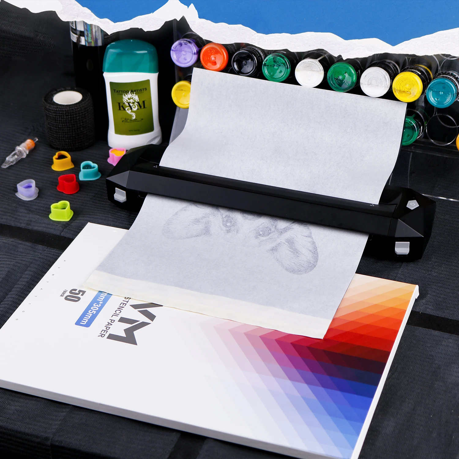 KVM Tattoo Stencil Transfer Paper A4 Size 50 100 Sheets Thermal Tattoo Template Paper for Thermal Copier Printer Tattoo Studio
