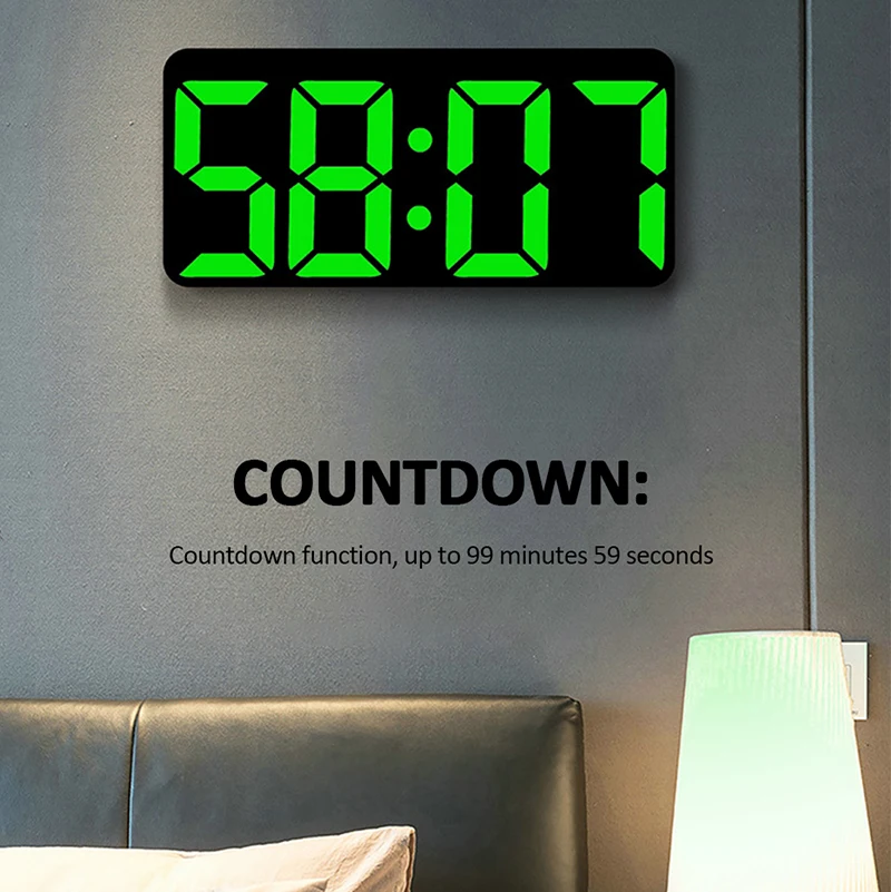 LED Digital Clock Multifunction Electronic Clock with Double Alarm/Countdown/Temperature/Date Display Bedroom Simple Wall Clock