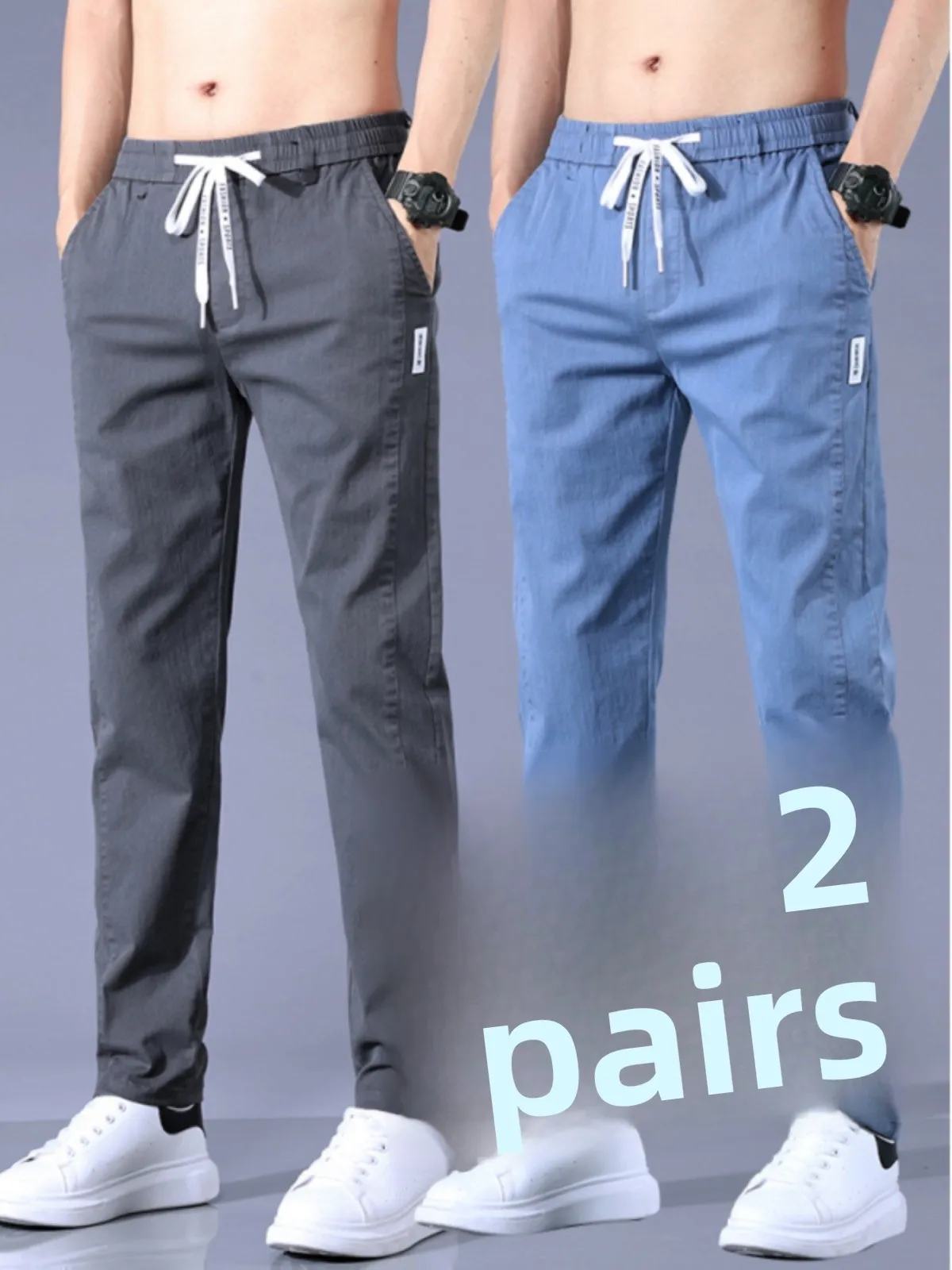 

Men's Straight Leg Jeans Summer Thin Ice Silk Casual Long Trousers Trendy Versatile Summer Work Pants Wear Resistant