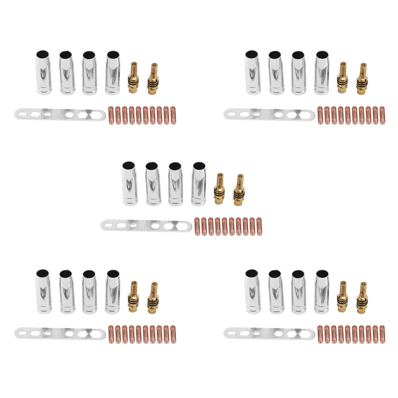 

ABUF-85Pcs/Set 15Ak Mig/ Welding Nozzle Contact Tips 0.8X25mm M6 Gas Connector Holder Set