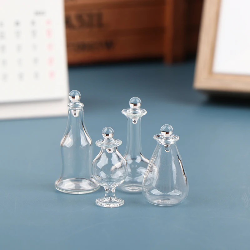 1/12 Dollhouse Miniature Accessories Mini Glass Candy Jar Simulation Food Dessert Can Model Toys for Doll House Decoration