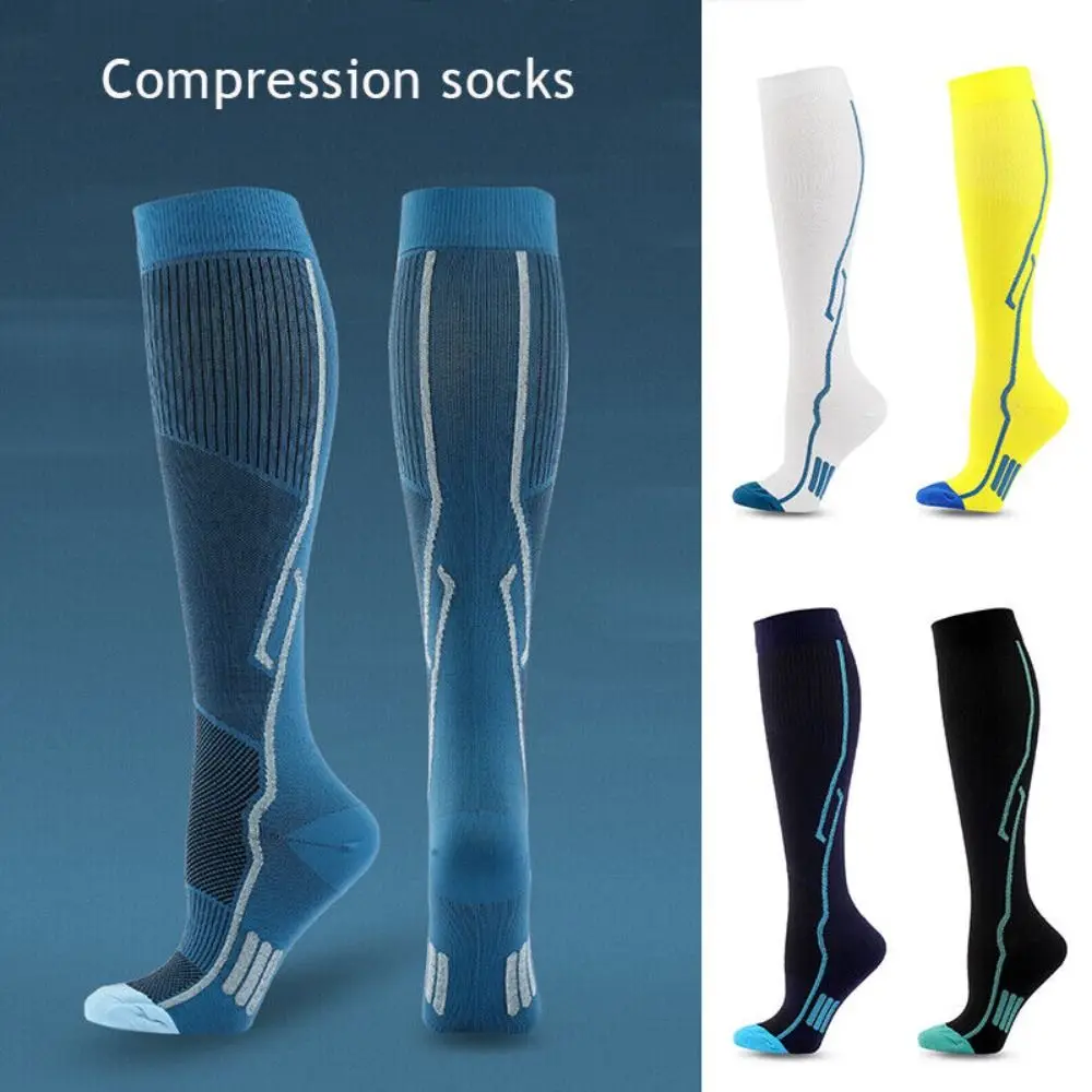 

Elastic Men Sports Socks New Leg Support Knee High Cycling Socks Solid Color Long Compression Socks