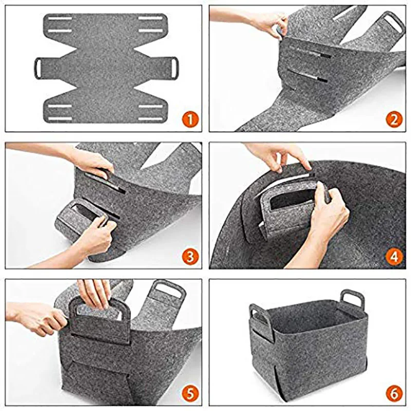 1PC Felt Storage Baskets Household Toy CLothes Sundries Storage Box Large Capacity Underwear Bra Socks Folding Box Organizer