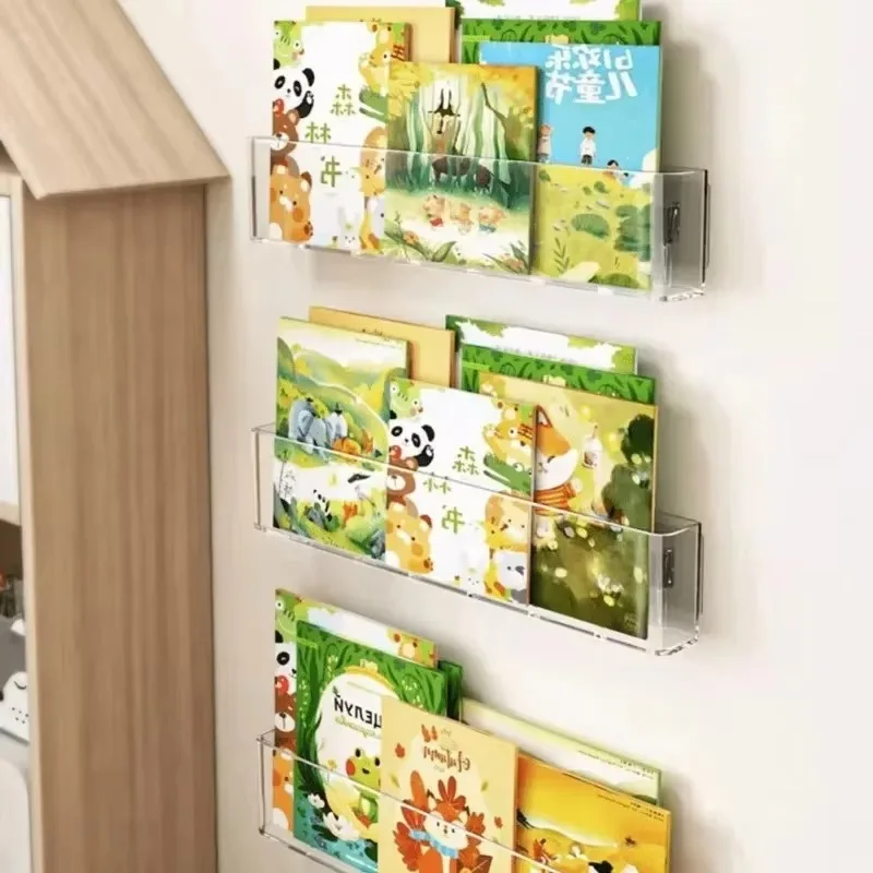 Acrylic Picture Book Display Stand Bookshelf Children's Wall Behind The Door Reading Magazine Storage Wall Hanging Bookshelf