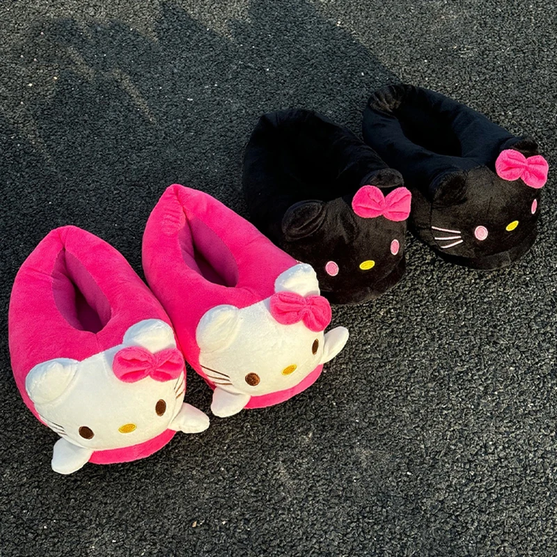 Hello Kitty Slippers Interesting Comfortable Furry Slippers Soft Plush Winter Season Keep Warm Home Slippers Cotton Slippers