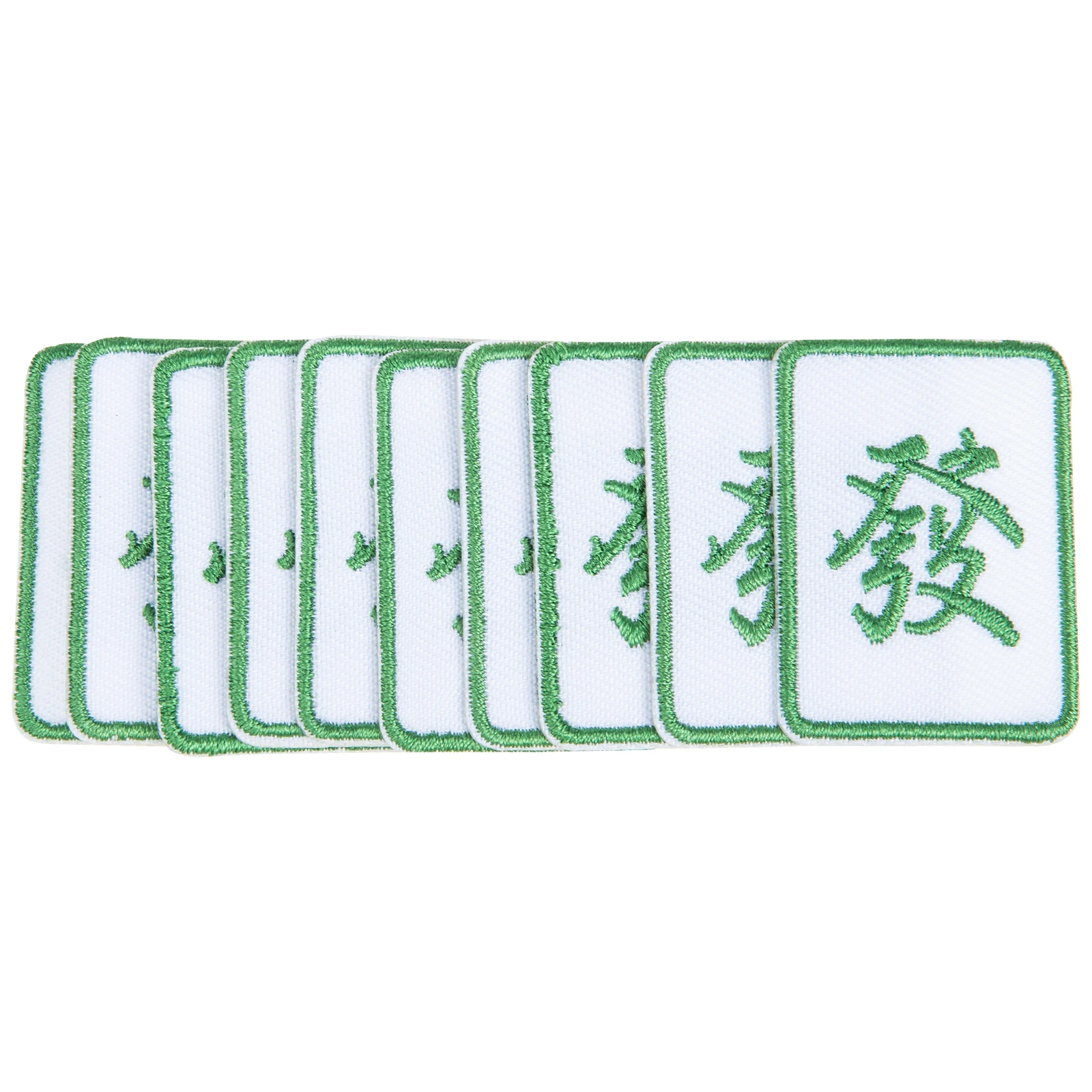 

10pcs Patches Mahjong Design Iron On Sewing Clothes Repair Accessory Green Embroidered Patches Decor Hat Backpack
