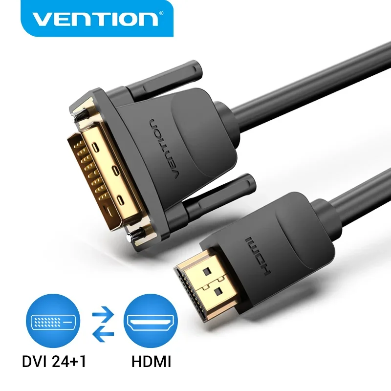 Vention Cable DVI a HDMI DVI-D 24 + 1 Pin Cable macho a macho convertidor HD 1080P para proyector PS4 Cable HDTV adaptador HDMI a DVI