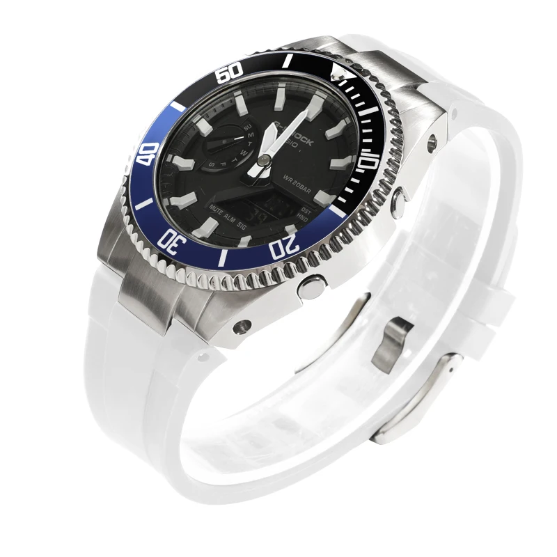 GA-2100 Mod Kit Rolx Lunetta Cassa per orologio in acciaio inossidabile Cinturino in caucciù adatto per la sostituzione della parte dell'orologio GA-2110 GA-B2100