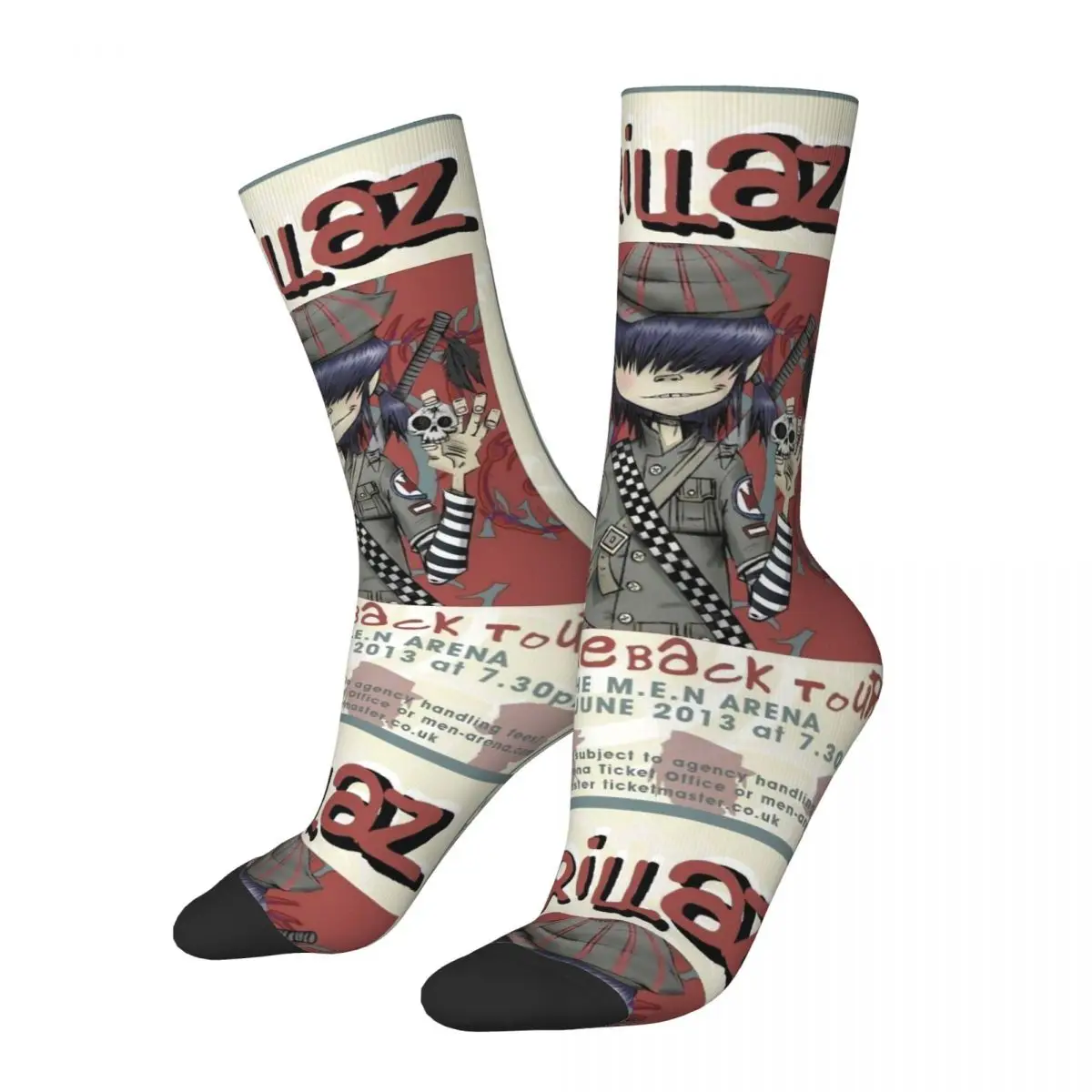 Chaussettes imprimées Gorillaz Skateboard pour hommes et femmes, groupe de musique cool, mouvement applicable tout au long de l'année, cadeau IQUE Gift