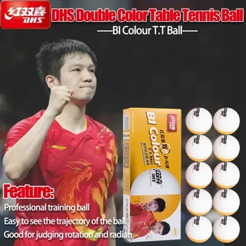Balles de Tennis de Table couleur DHS BI, balle d'entraînement professionnelle, facile à voir la trajectoire, Rotation du juge et Radian, 10 pièces/boîte