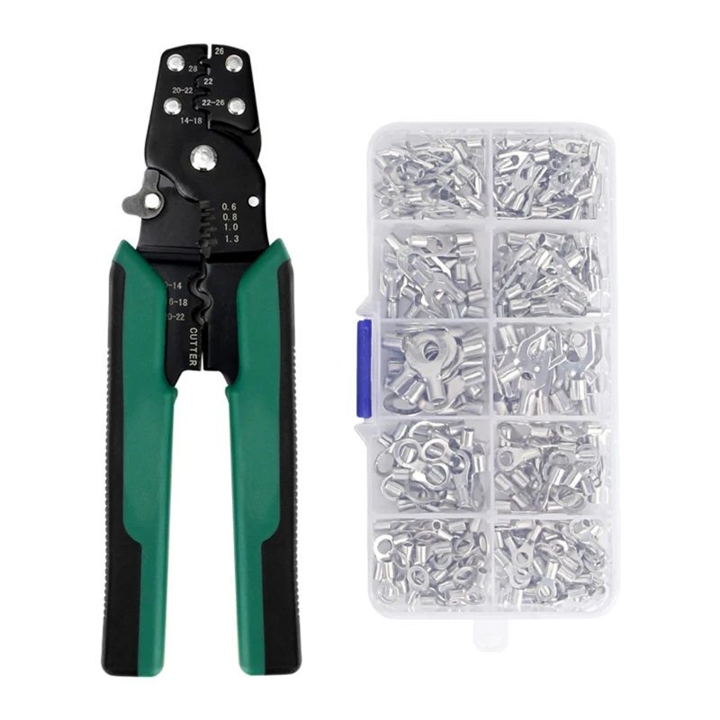 Electrical Connectors U-Shaped O-Shaped Wire Terminals 0.5-4MM Lugs Cable Terminal Wire Tips with Crimping Pliers Set