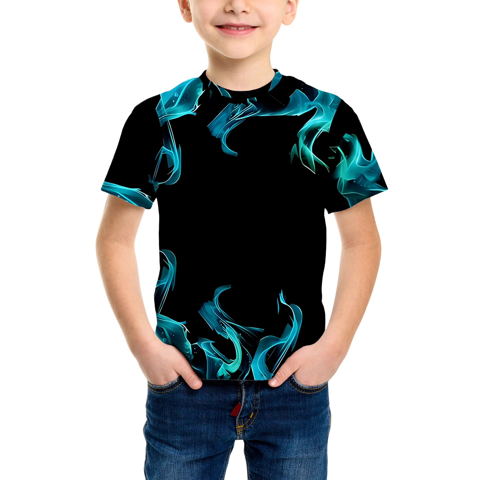 AliExpress NONE Boy's Fashion 3D Printed T-Shirt - Short Sleeve Crew Neck Casual Streetwear Bike Design for Young People