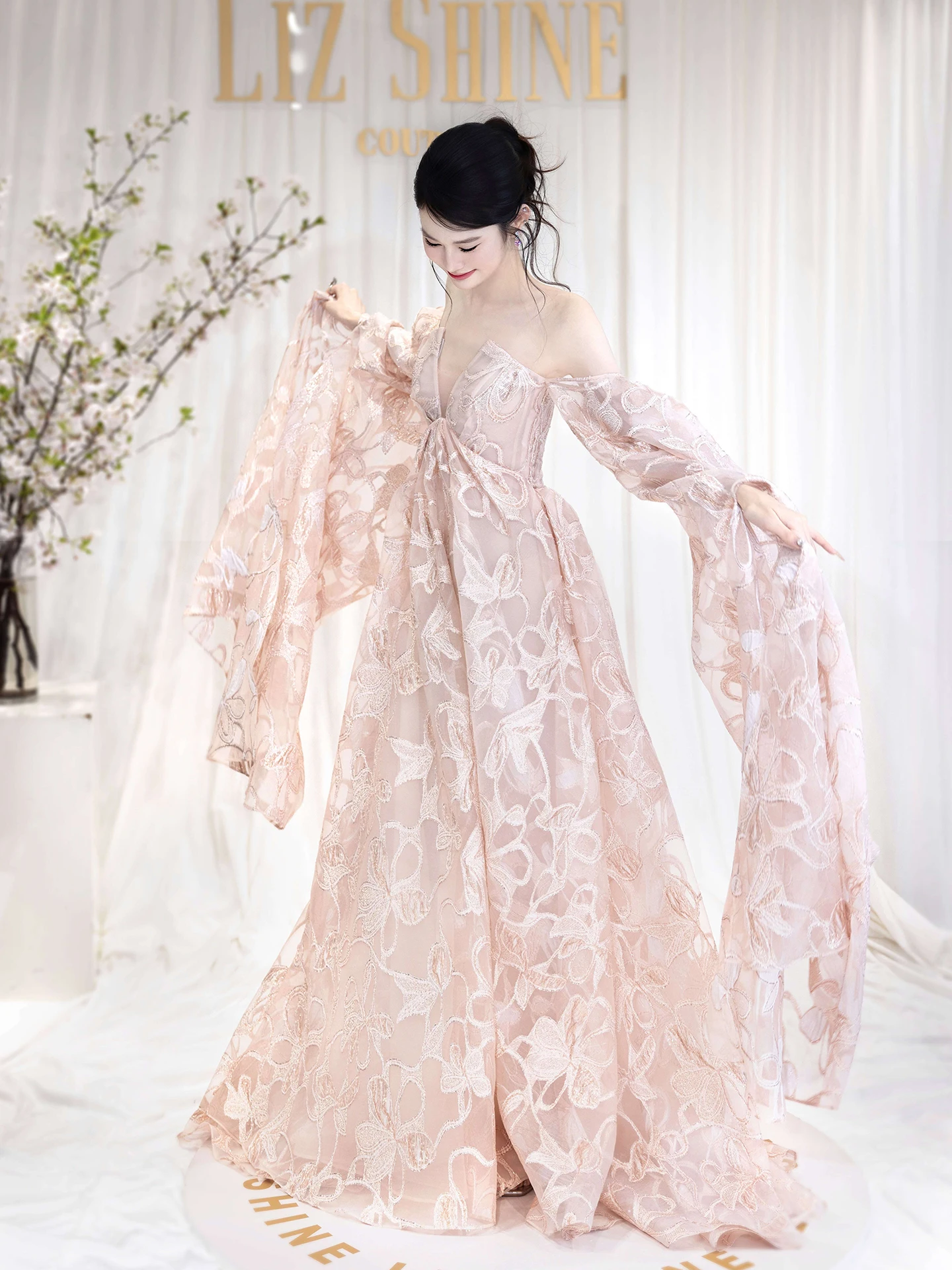 Elegante blozen avondjurk grote omslag off-shoulder feestjurken