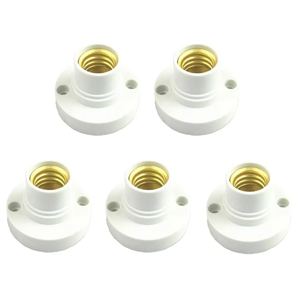 JOYINLED E14 White Black Base Lamp Socket, 5pcs/lot Plastic E14 Base, Screw Light Bulb Lamp Socket Holder, Led Light Bulb Holder