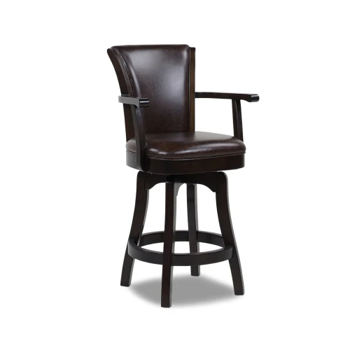 27 inch rotating counter high bar stool, dining chair, vintage brown synthetic leather
