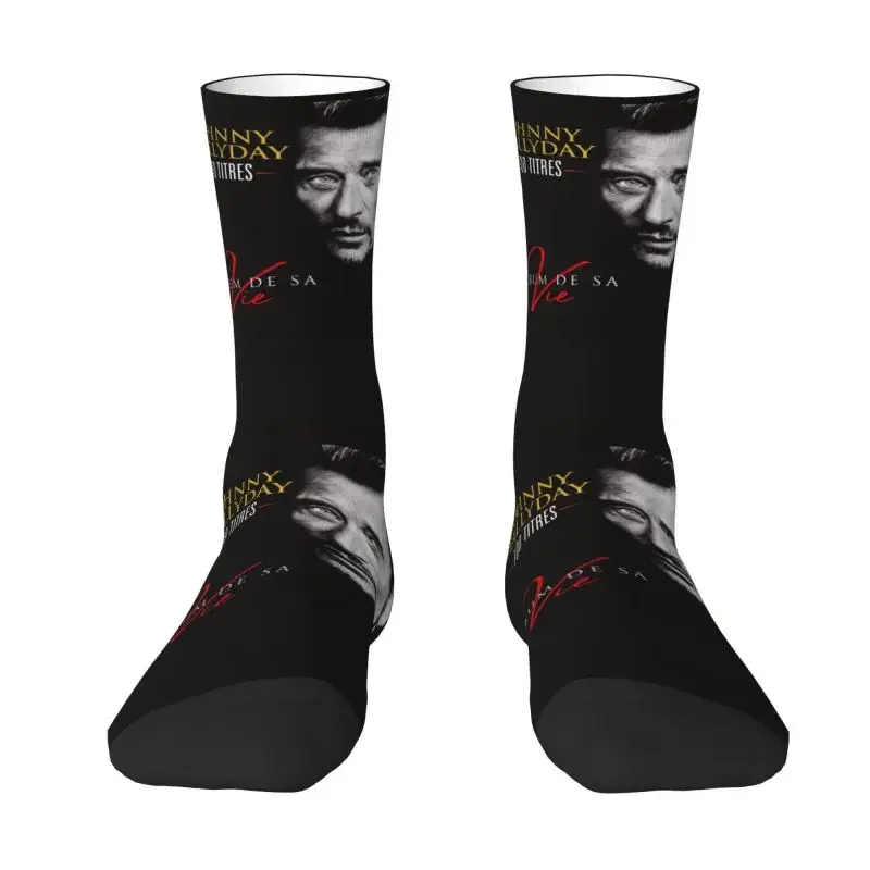 Awesome Hallyday Rock Dress Socks for Men Women Warm Fashion Novelty French France Singer Crew Socks