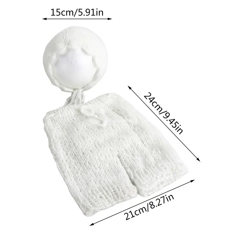 

Baby Photography Props Newborns Photo Clothes Photography Costume Clothing Knitted Pants Hat Outfit for Toddlers