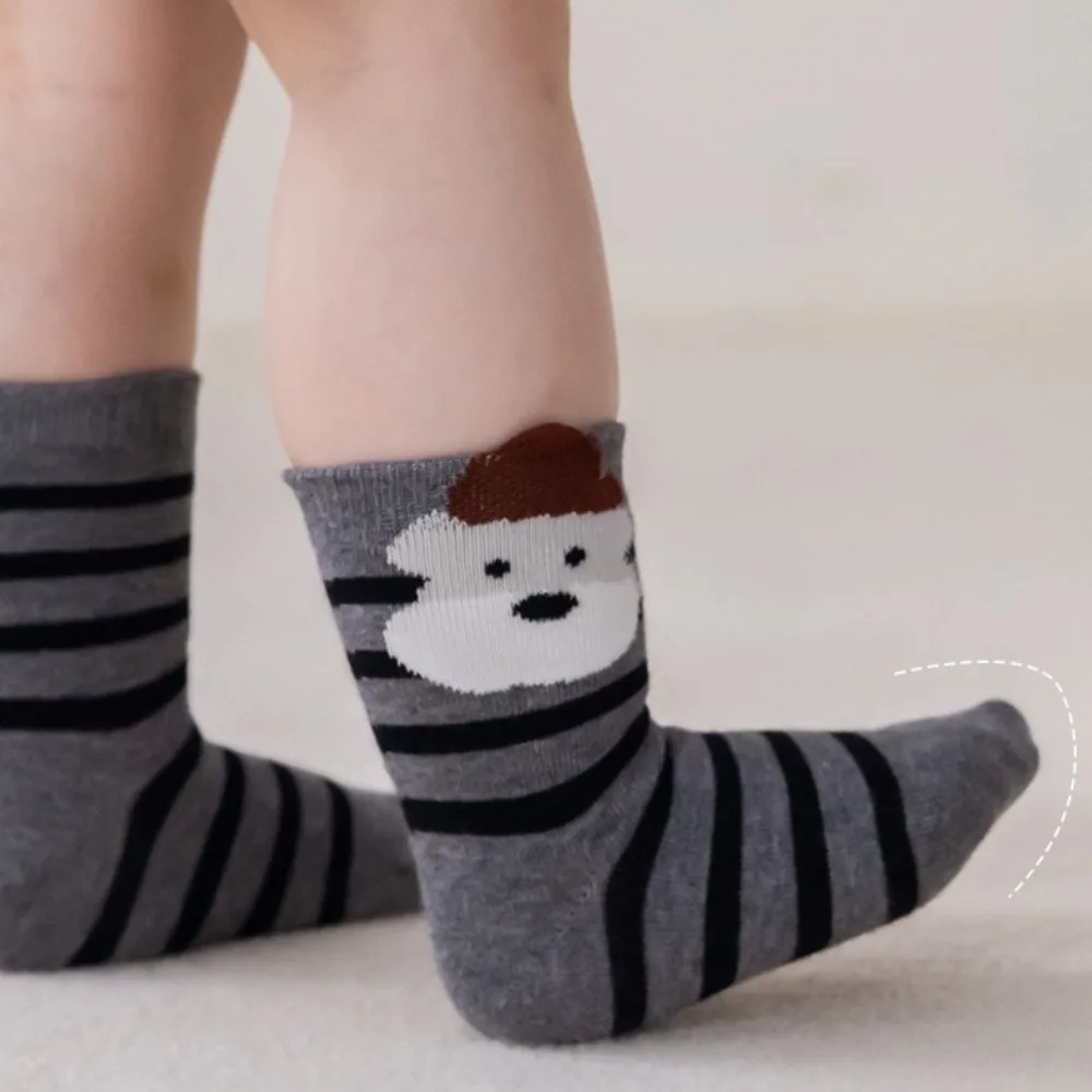 5 Pairs Soft Cotton Children's Mid Calf Socks Thickened Antibacterial Kid Sport Socks Breathable Boys Anklet Socks Autumn Wear