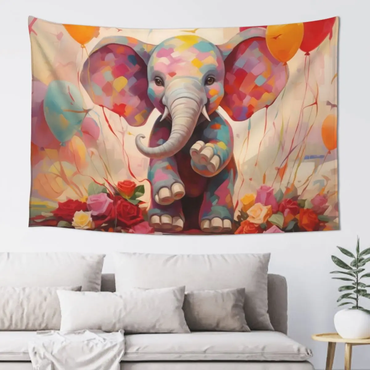 

Festive Elephant in Color Tapestry Christmas Decoration Home Decoration Accessories Aesthetic Decoration Tapestry