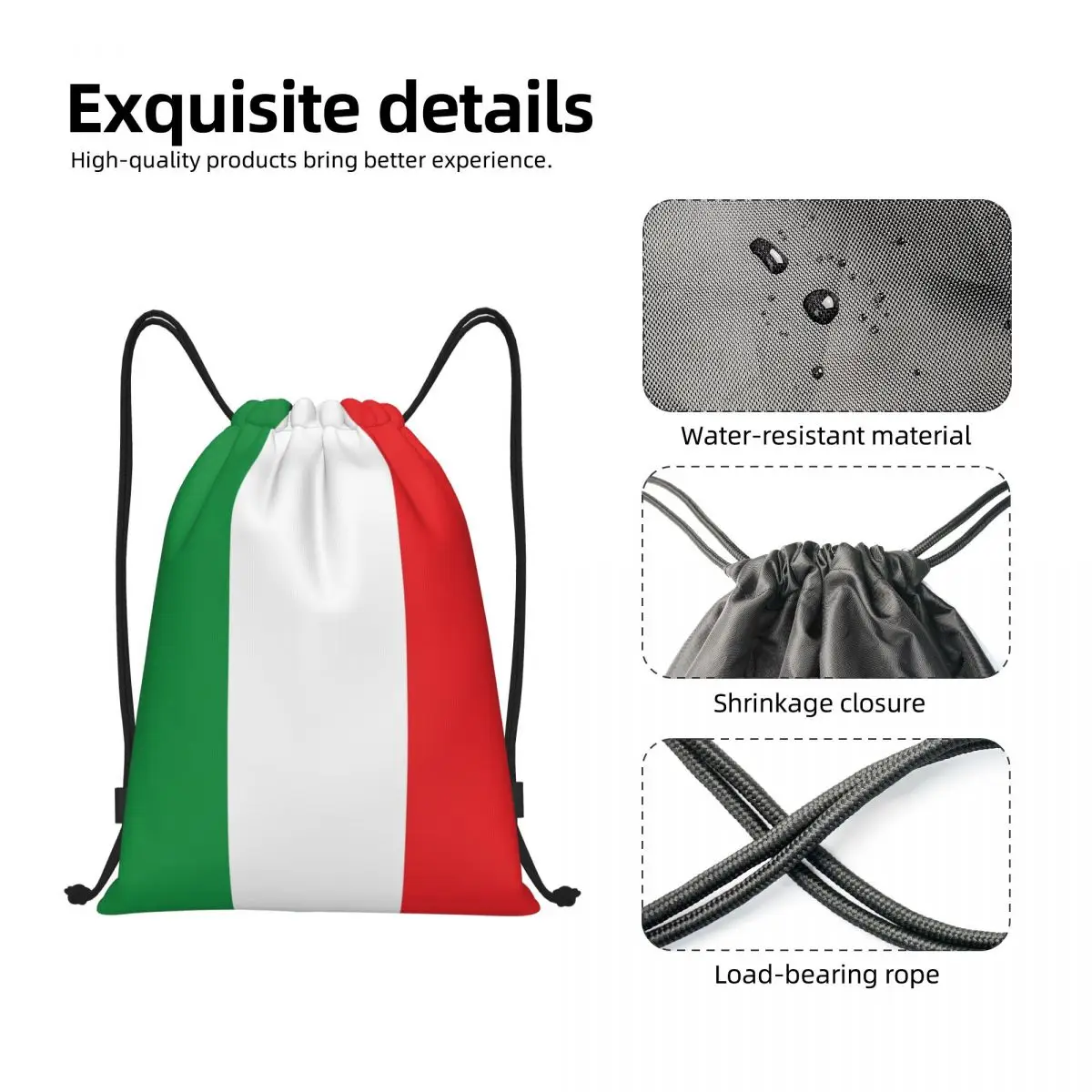 Bolso con cordón y bandera de Italia para hombre y mujer, mochila plegable para gimnasio, almacenamiento de compras, orgullo italiano