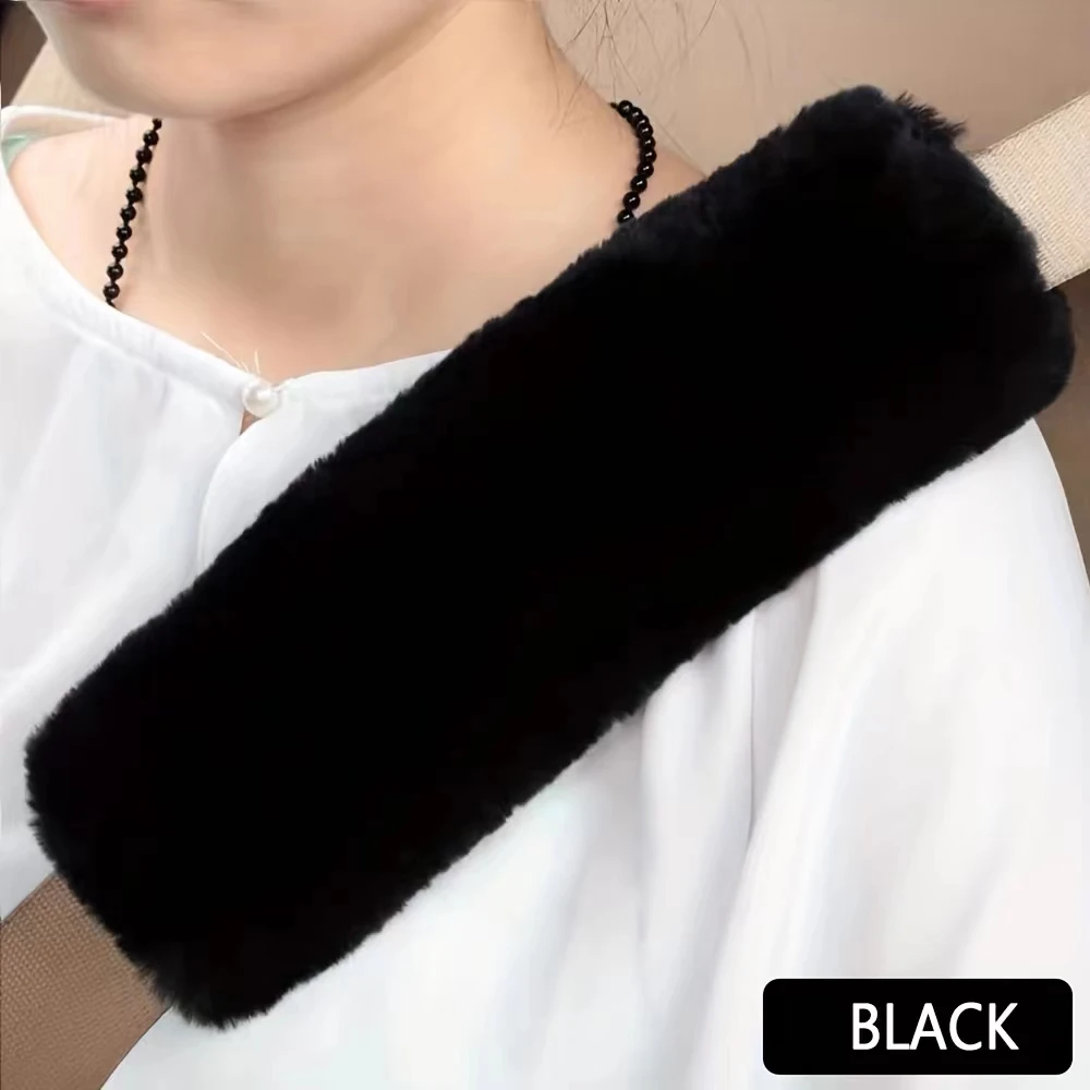 total of 2 PCS Soft & Plush Car Seat Belt Covers - Anti-Leakage Cross Bag Strap Shoulder Protectors with Winter Seat Belt Should