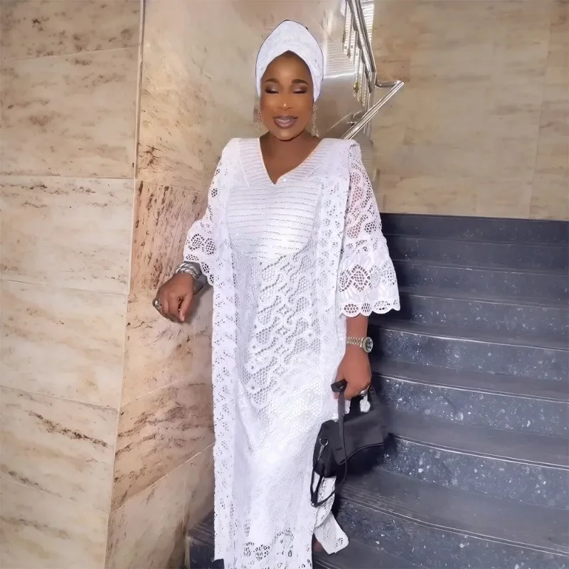 

Elegant African Dresses for Women Muslim Fashion Boubou Abayas Robe Dashiki Ankara Lace Outfits Evening Gown Kaftan Maxi Dress