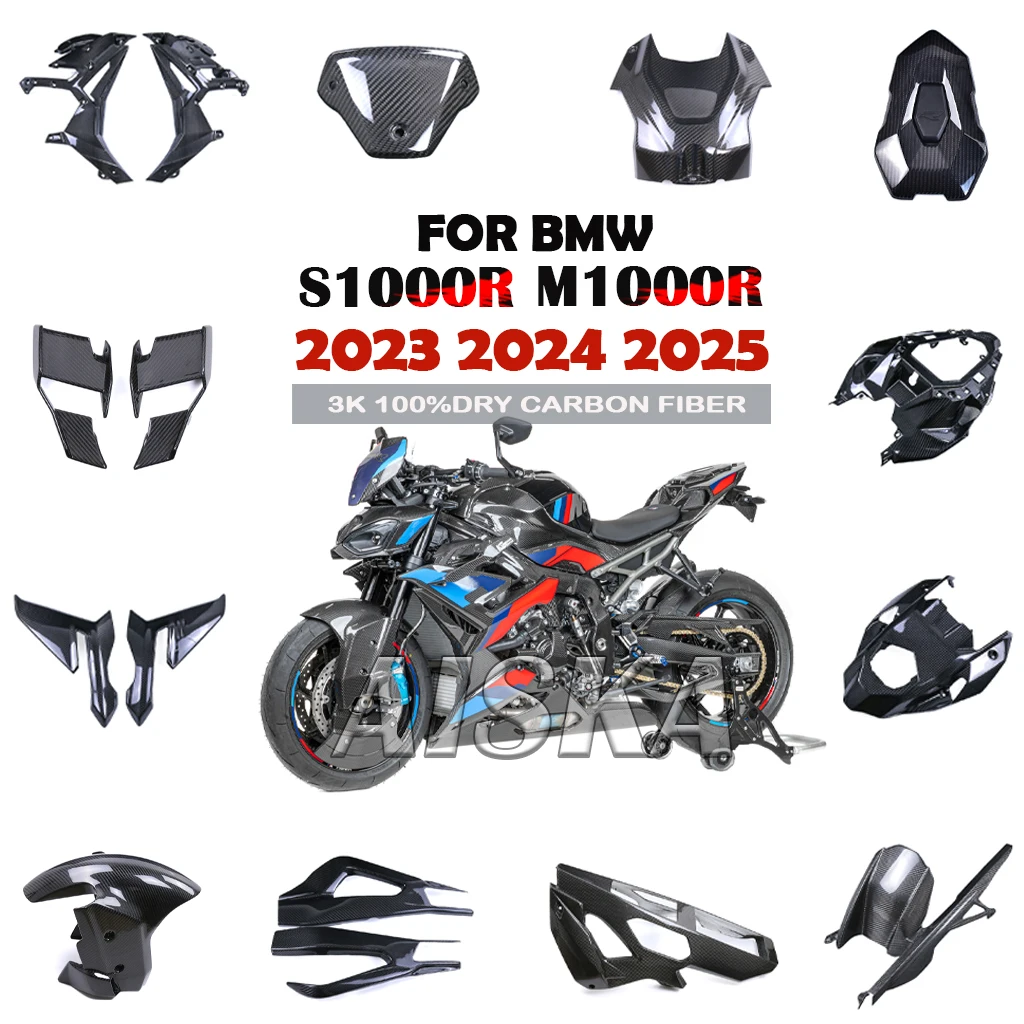 

Fuel Tank Side Panel Fender Windshield Exhaust Frame Cover Tail Fairing Kit 3K Carbon Fiber For BMW S1000R M1000R 2023 2024 2025