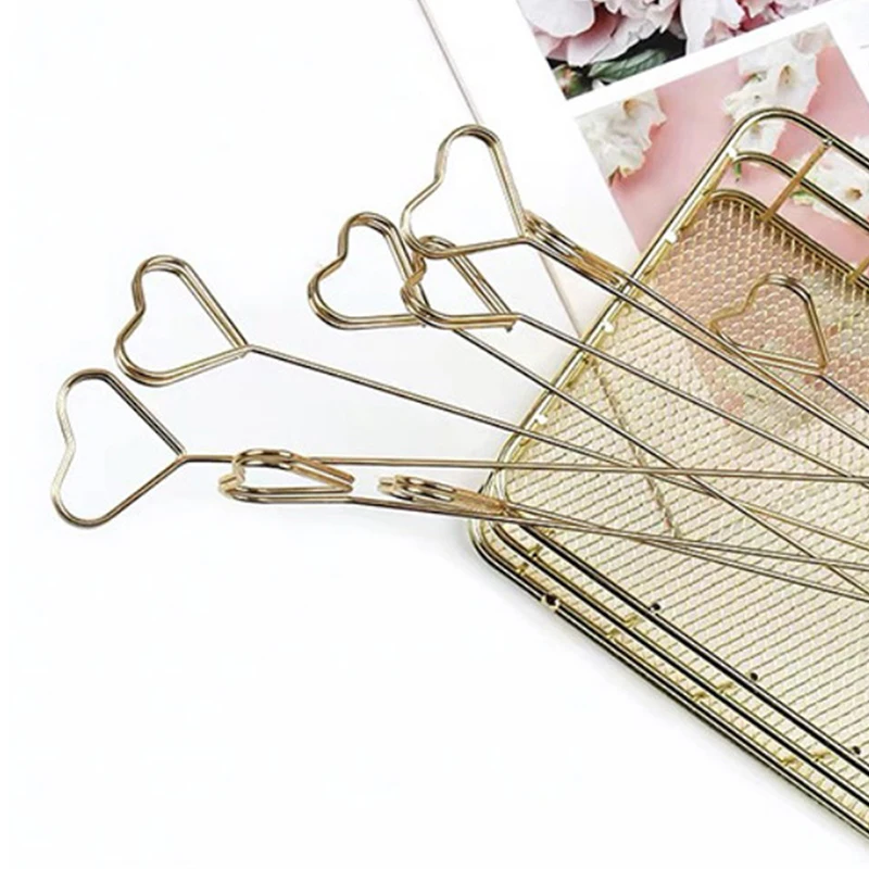 DIY 공예 와이어 선반 클립 카드 노트 사진 메모 클립, 이름 카드홀더 거치대, 금속 원형, 별, 하트, 10 개, 20 개