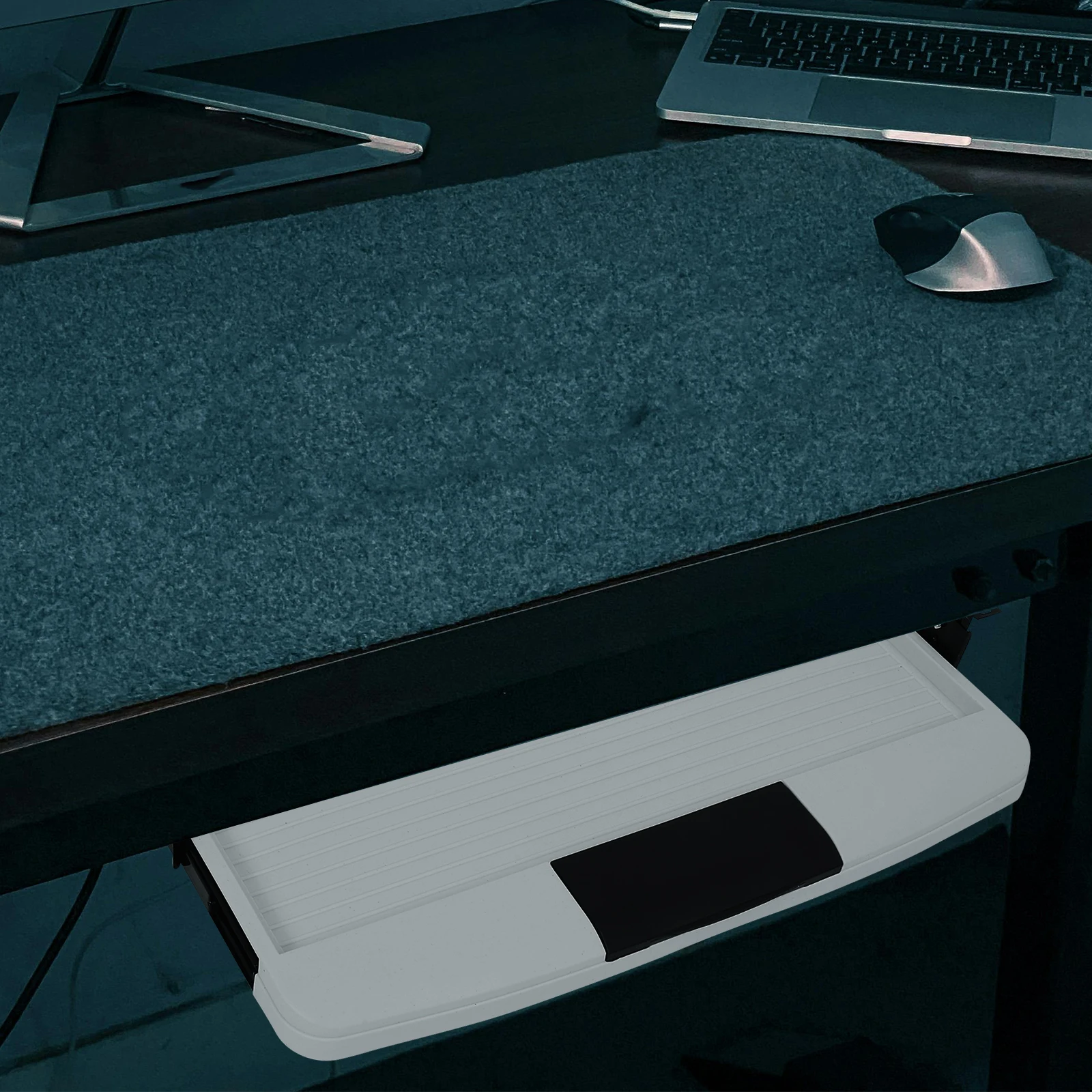

Ergonomic Keyboard Tray Sturdy ABS Steel Large Storage Under Desk Pull Out Drawer Slides Computer Typing Mount System Desk