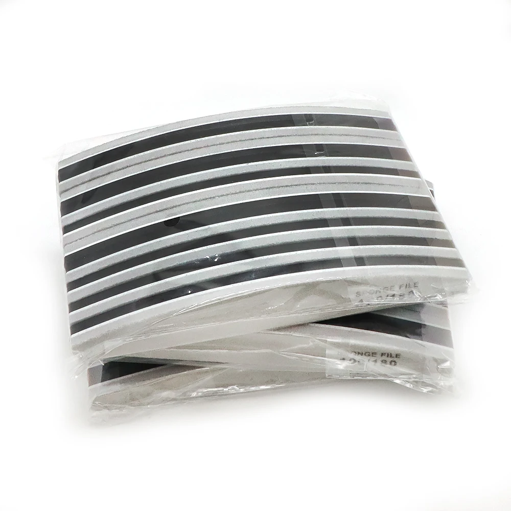 

30Pcs Curve Nail Buffer Files 100/180 Grit Double-Sided Black&Grey Sponge Nails Polish File Strip Manicure Accessories And Tools