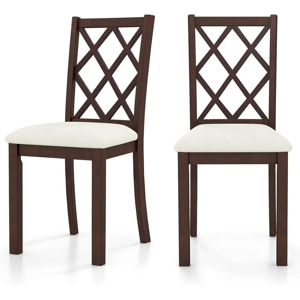 

Walnut Upholstered Dining Chairs Set of 2 with Cushioned Seats and High Backs