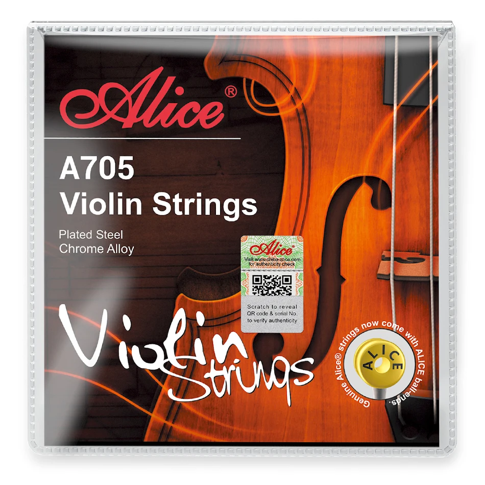 Alice A705 Violin Strings Set Stainless Steel Chrome Alloy Winding Steel Core 4 Strings/ Set for 4/4,3/4,1/2,1/4,1/8