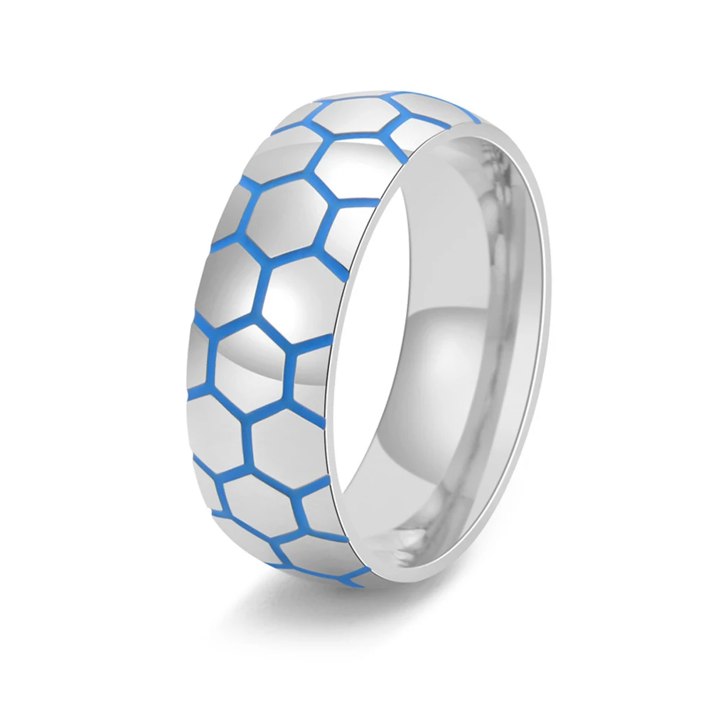 Anillo de fútbol que brilla en la oscuridad para hombre, joyería ajustable de acero inoxidable para fanáticos de los deportes, venta al por mayor, anillo de dedo de moda