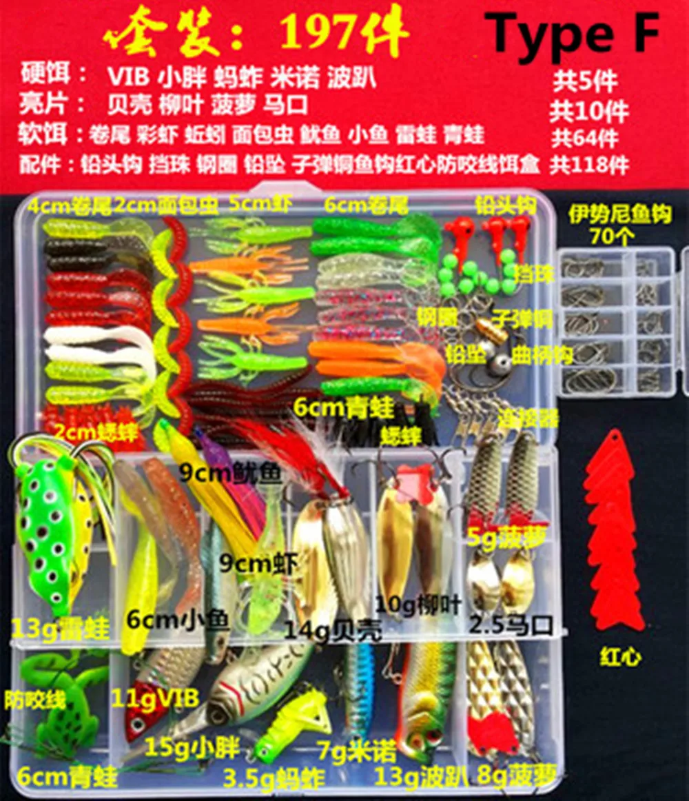 1 Set Outdoor Fishing Lure SoftBait Hard Bait Kit With Accessories Tackle Box