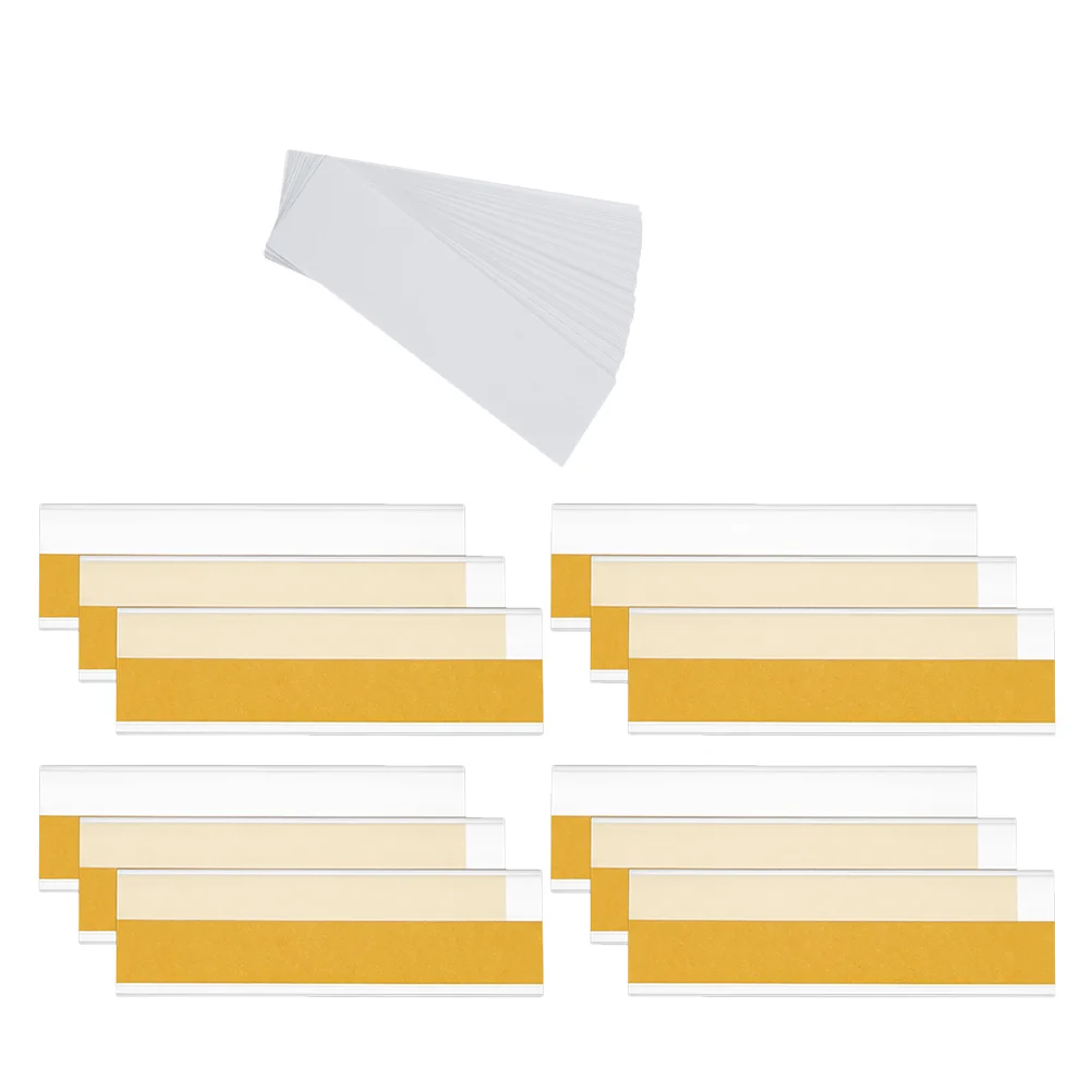 

30 Sets Label Holder Clear Adhesive Pockets Organizer Shelf Holders Display for Labels Mailbox Price Tag Self Book