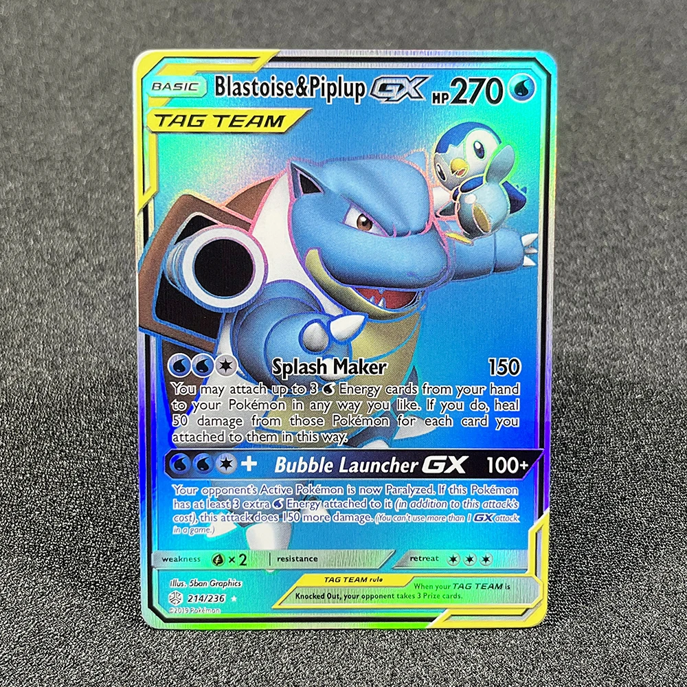 Pokémon PROXY Cards Sun&Moon Cosmic Eclipse (CEC) Blastoise&Piplup-GX Charizard&Braixen-GX Foil TCG Cards Game Collection PTCG