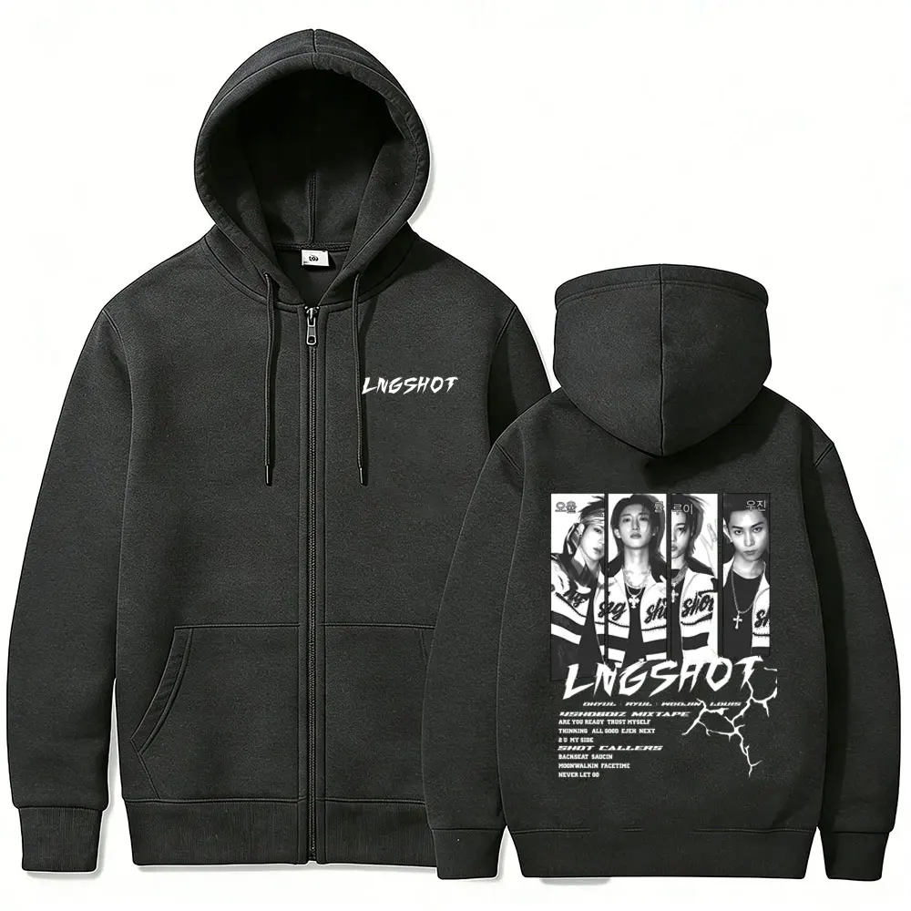 Koreanische Band Lngshot Jay Park 2026 Zipper-Hoodie für Herren und Damen – K-Pop Fashion Trend Reißverschlussjacke, Oversized Zip-Up Sweatshirt Mantel – Detail 5