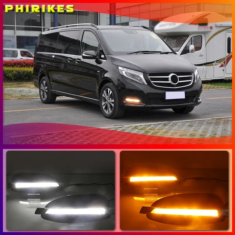 2PCS LED Daytime Running Light Car Accessories 12V DRL Fog Lamp For Mercedes Benz V-Class Vito V250 V260 2016 2017 2018