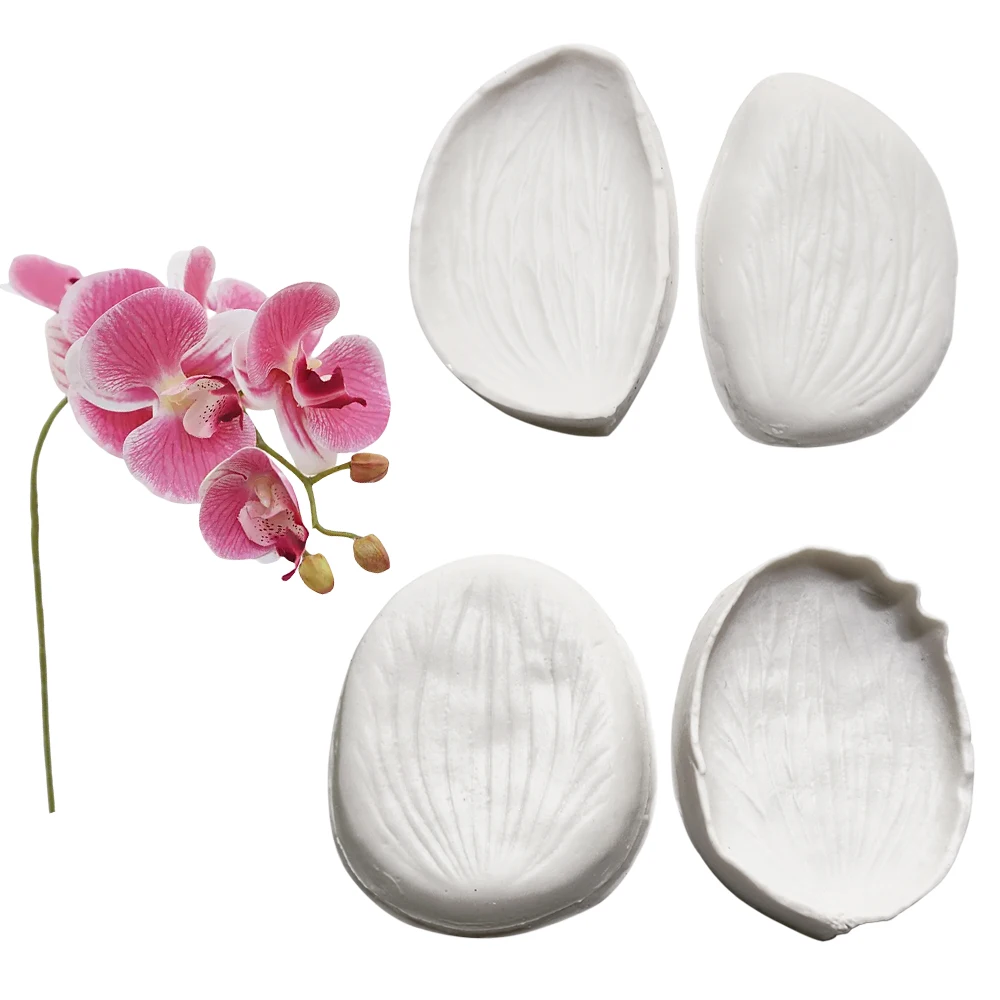 2PCS Phalaenopsis orchFlower Leaves Petal Veiners Silicone Moulds Chocolate Sugar Paper Clay Fondant Cake Decorating Tools M2901