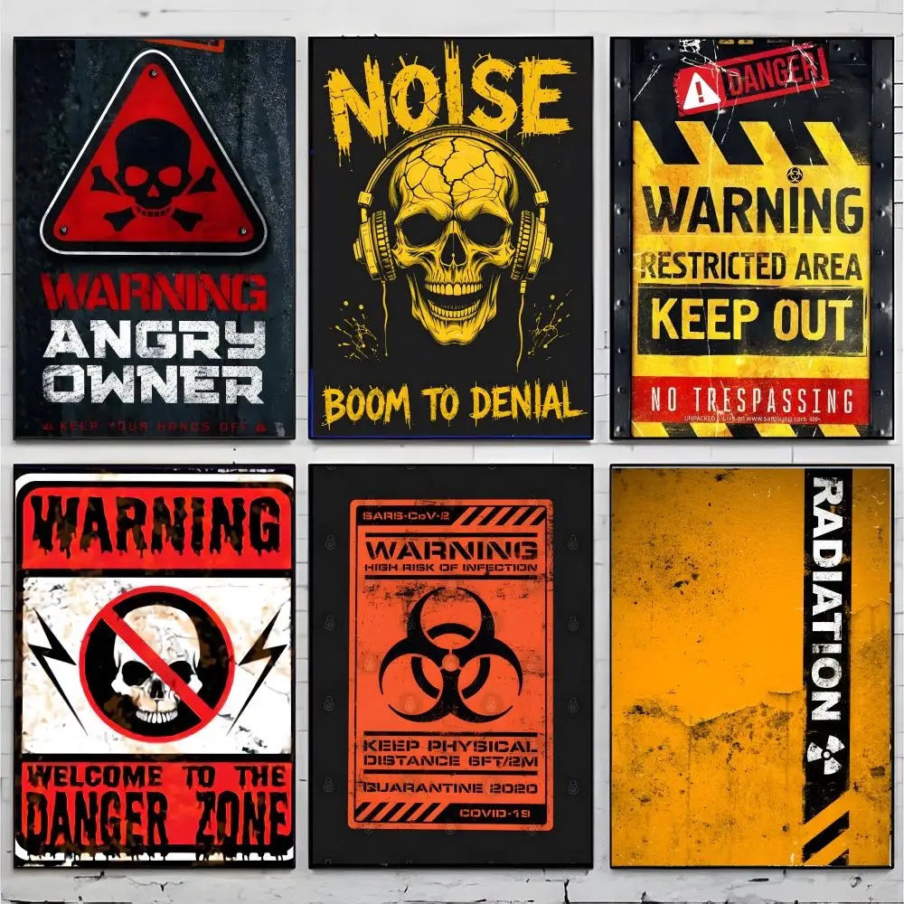 Industrial Design Warning Logo Poster Superior Home Space Pub Indoor Decorative Art & Home Decor