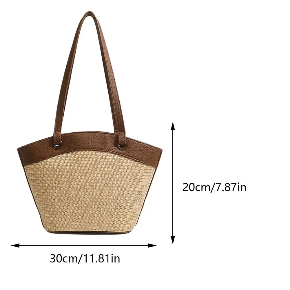 

Женская соломенная сумка-тоут ручной работы, плетеная сумка через плечо большой вместимости, винтажная сумка-шоппер в стиле пэчворк для покупок и поездок на работу