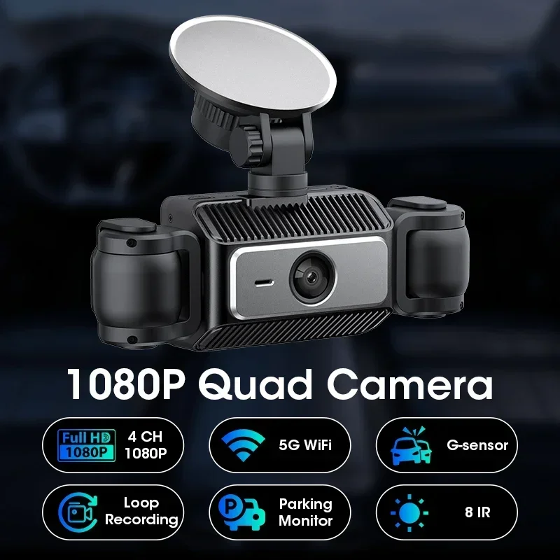 Jansite Car DashCam 3/4 Channels Video Recorder 1080P Car DVR 24H Parking Monitor Front Right Rear View Night Vision 360 Degree