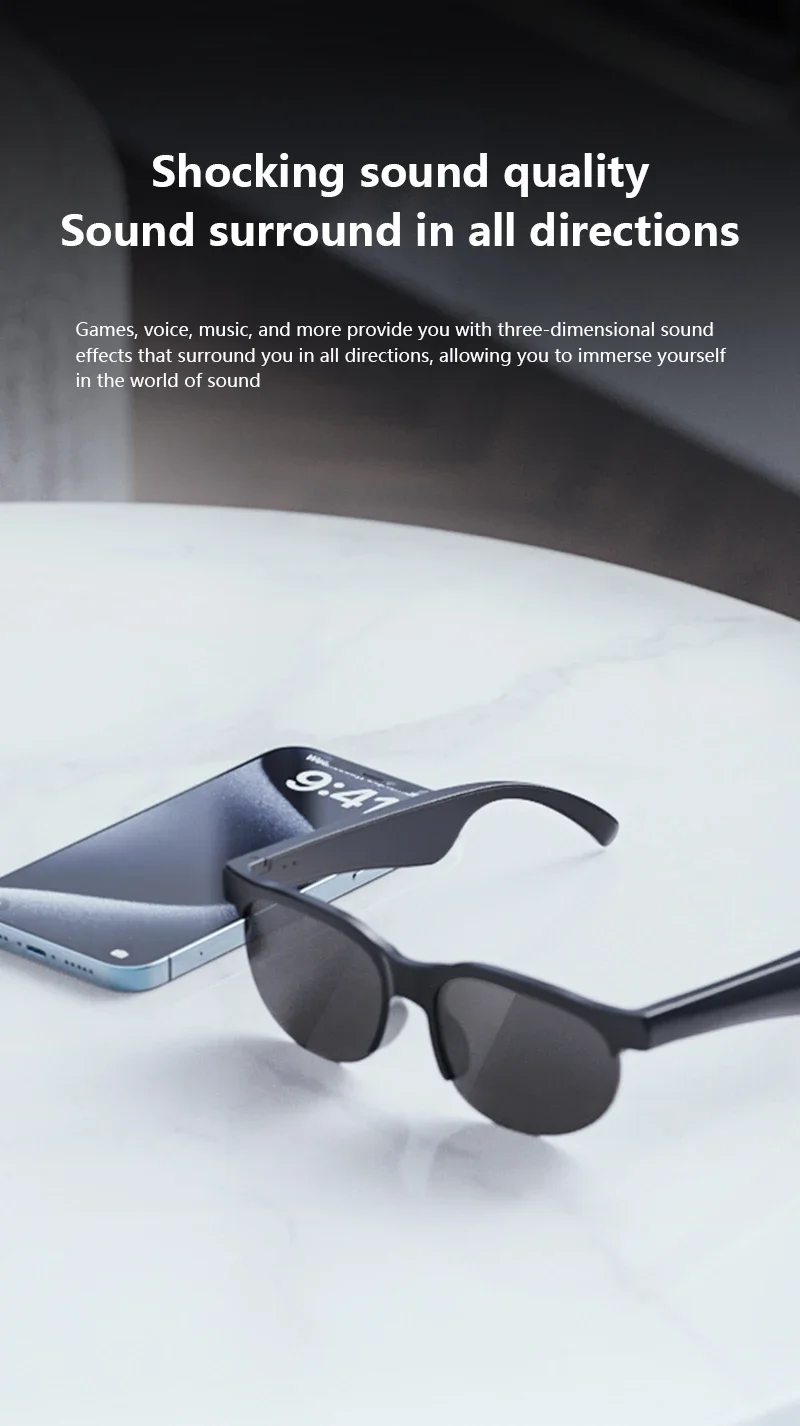 Lenovo AI Smart Glasses 12KHD 2600W Freisprechfunktion AI-Übersetzung ChatGPT-Protokollierung Musikwiedergabe Smart-Sonnenbrille für Männer und Frauen – Detail 1
