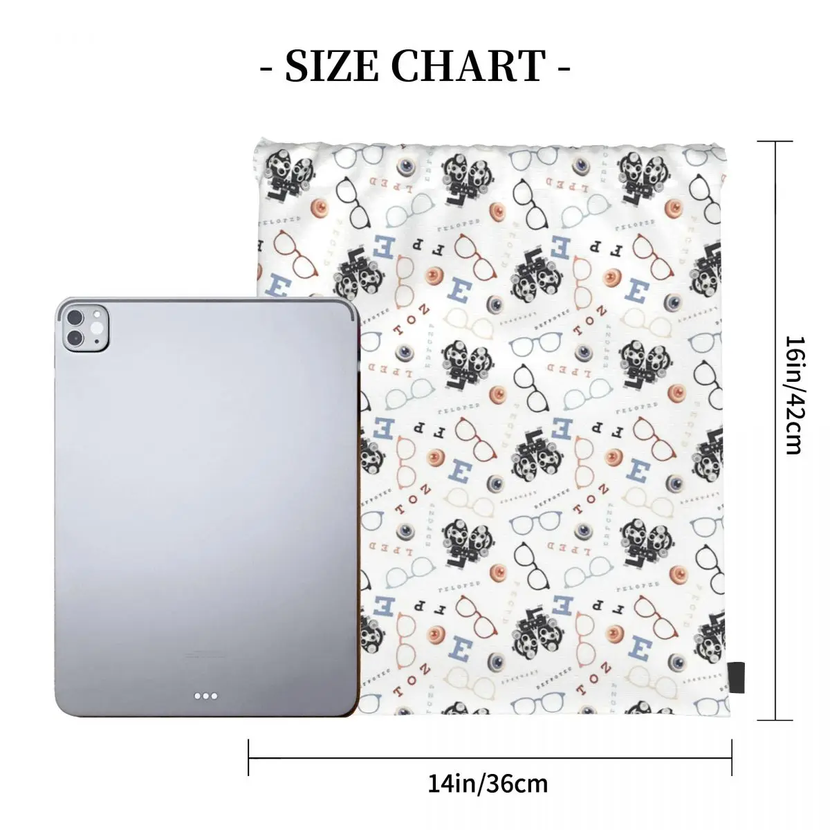 Optometry On White Backpacks Fashion Portable Drawstring Bundle Pocket Sports Bag Book Bags For Travel Students