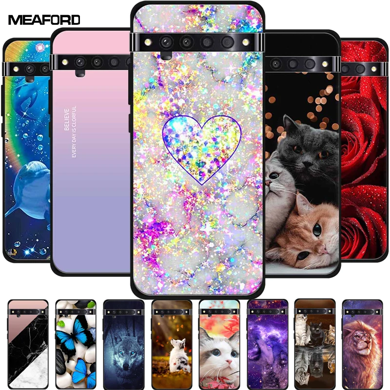 For TCL 10 Pro Case Lovely Soft TPU Silicone Painted Cat Cases for TCL 10 Pro Cover Fundas for TCL10Pro Shell T799B T799H Coque