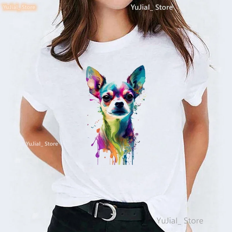 

French Bulldog/Pug/Chihuahua/Corgis Animal Print T Shirt Women'S Clothing Cool Funny Dog Lover Tshirt Femme Tops