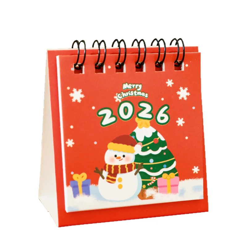 Materiale scolastico per ufficio Cartone animato Natale Piccola scrivania Simpatico Babbo Natale Ornamento da tavolo Regalo per studenti Calendario da tavolo 2026 Kawai
