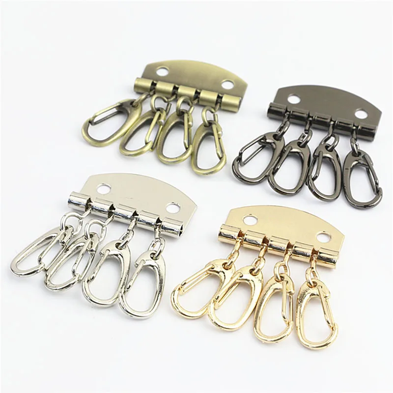 

5Pcs 50mm 4 Hooks Metal Key Ring Buckle Holders Bag Wallet Handmade Leather Keychain Hook DIY Hardware Sewing Accessories