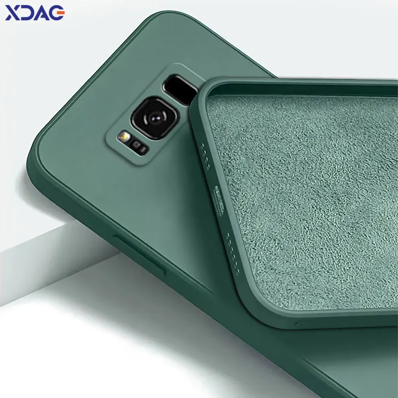 Square Liquid Silicone Phone Case for Samsung Galaxy S8 Plus Soft Camera Protective Shockproof Back Cover SamsungS8 S8Plus Funda