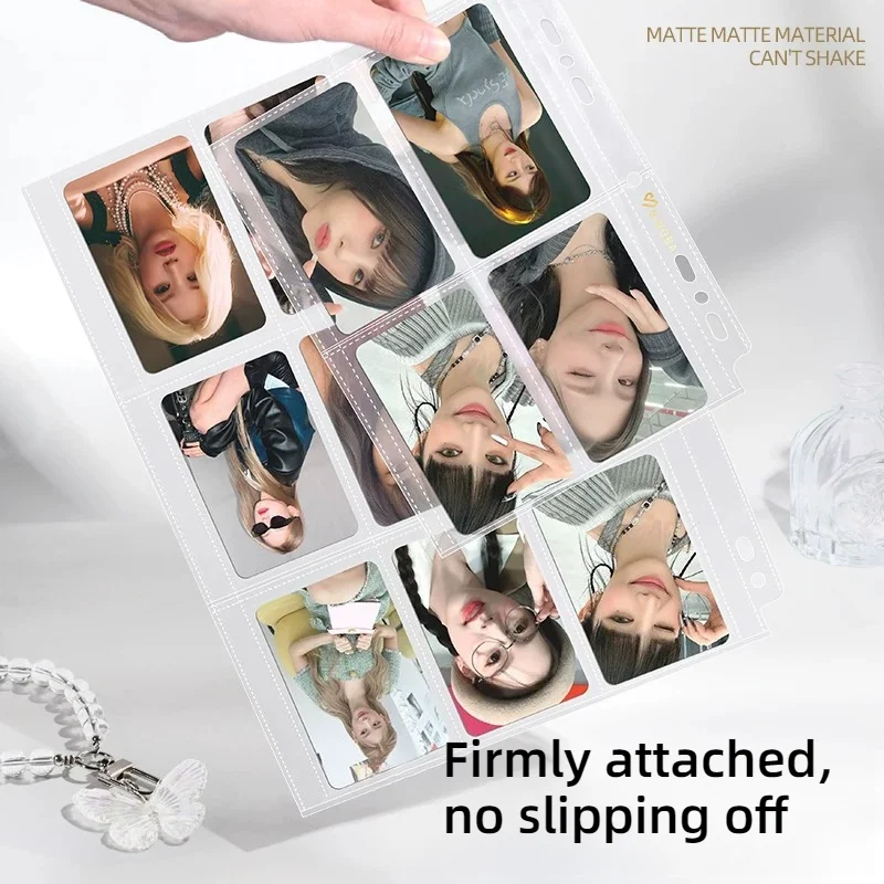 SINGBA 10 Stück Matte A4 A5 7-Loch Binder-Kartenhüllen 4/9 Taschen für 3" 3,5" Idol-Fotokarten-Album Nachfüllpack – Detail 4